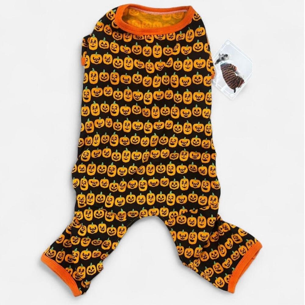 Halloween Pumpkin Dog Onesie Sweater Size M